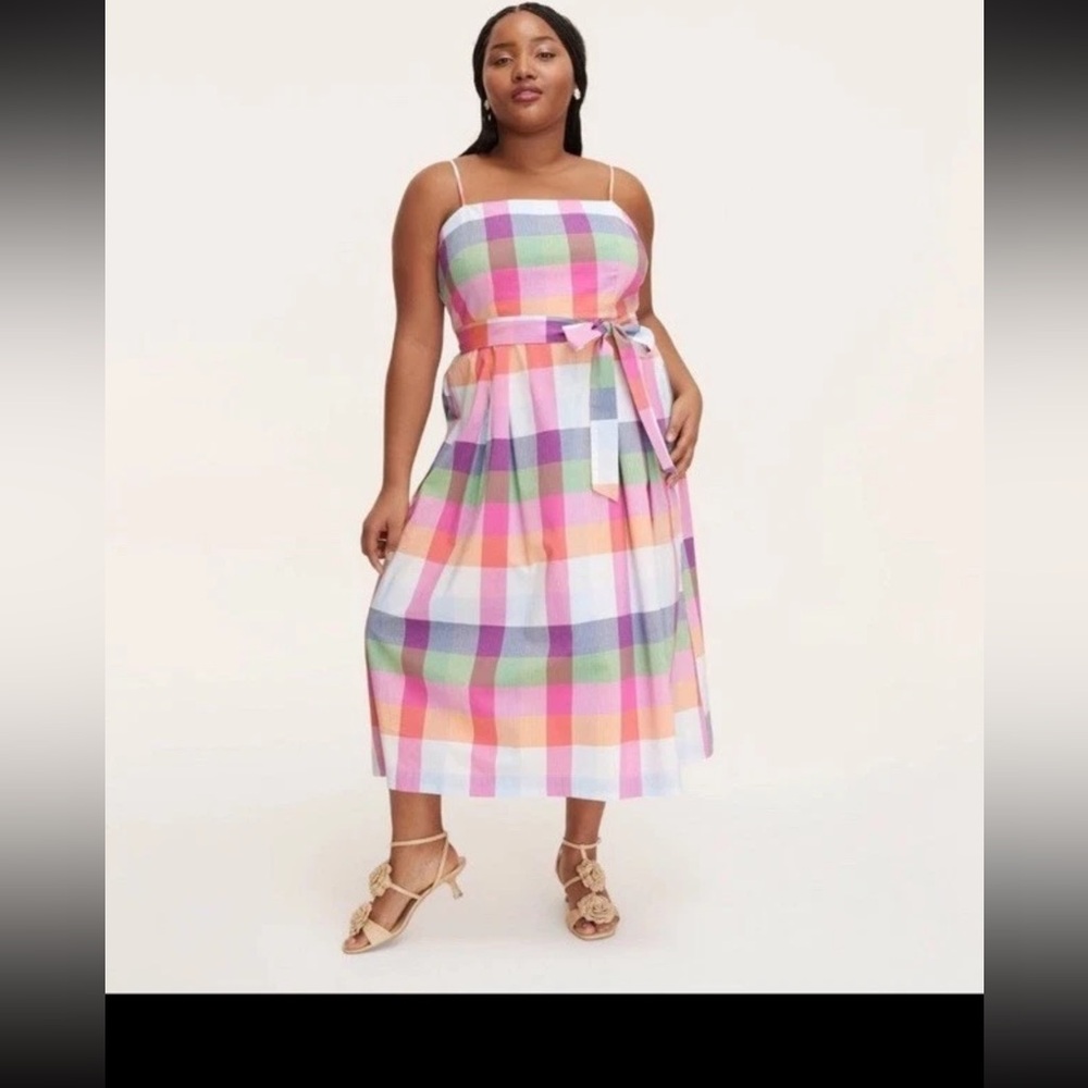 Women's Plaid Tie-Waist Midi Dress - kate spade New York NO BELT Size XL